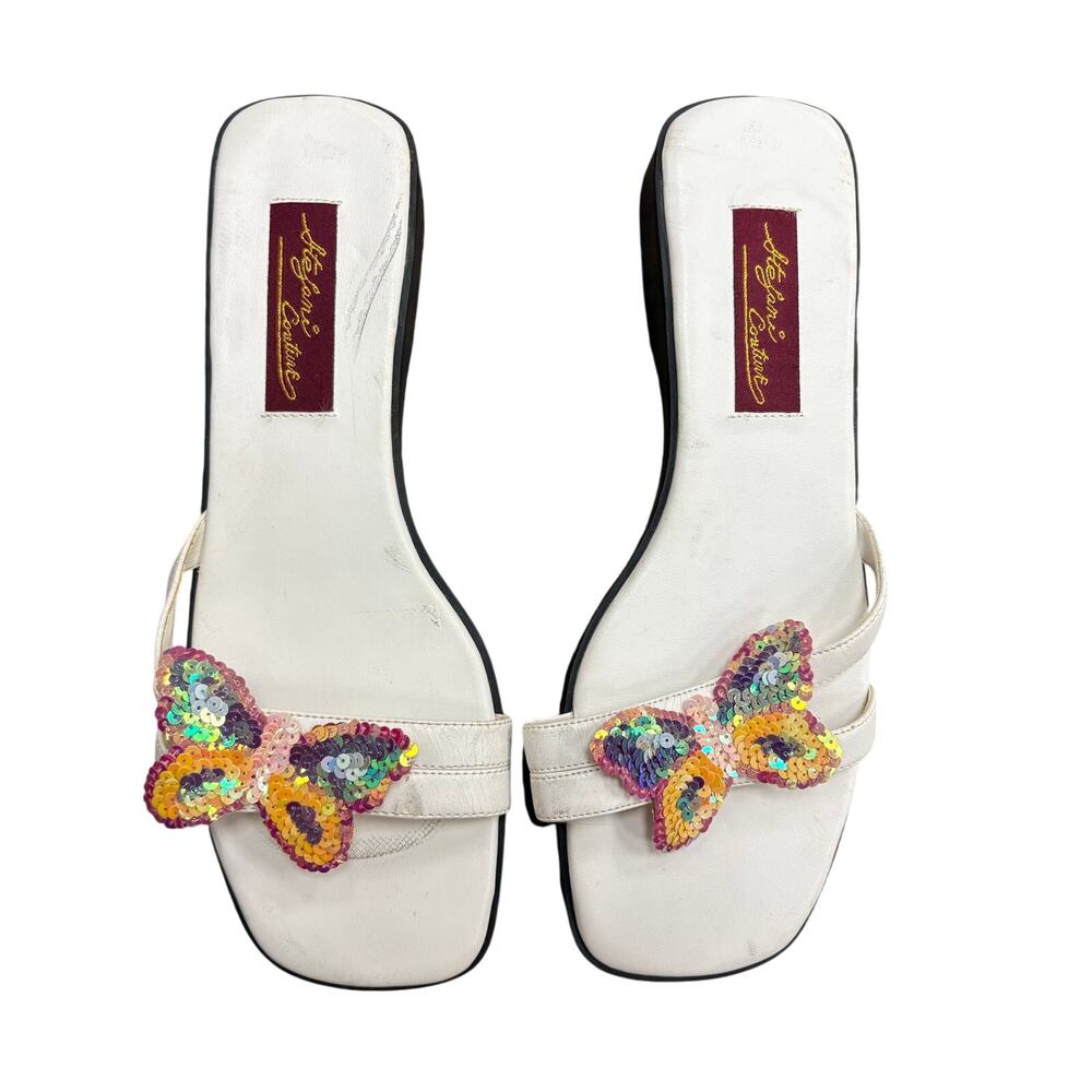 Vintage 90s Y2K Stefani Couture Butterfly Appliqué Square Toe Sandal